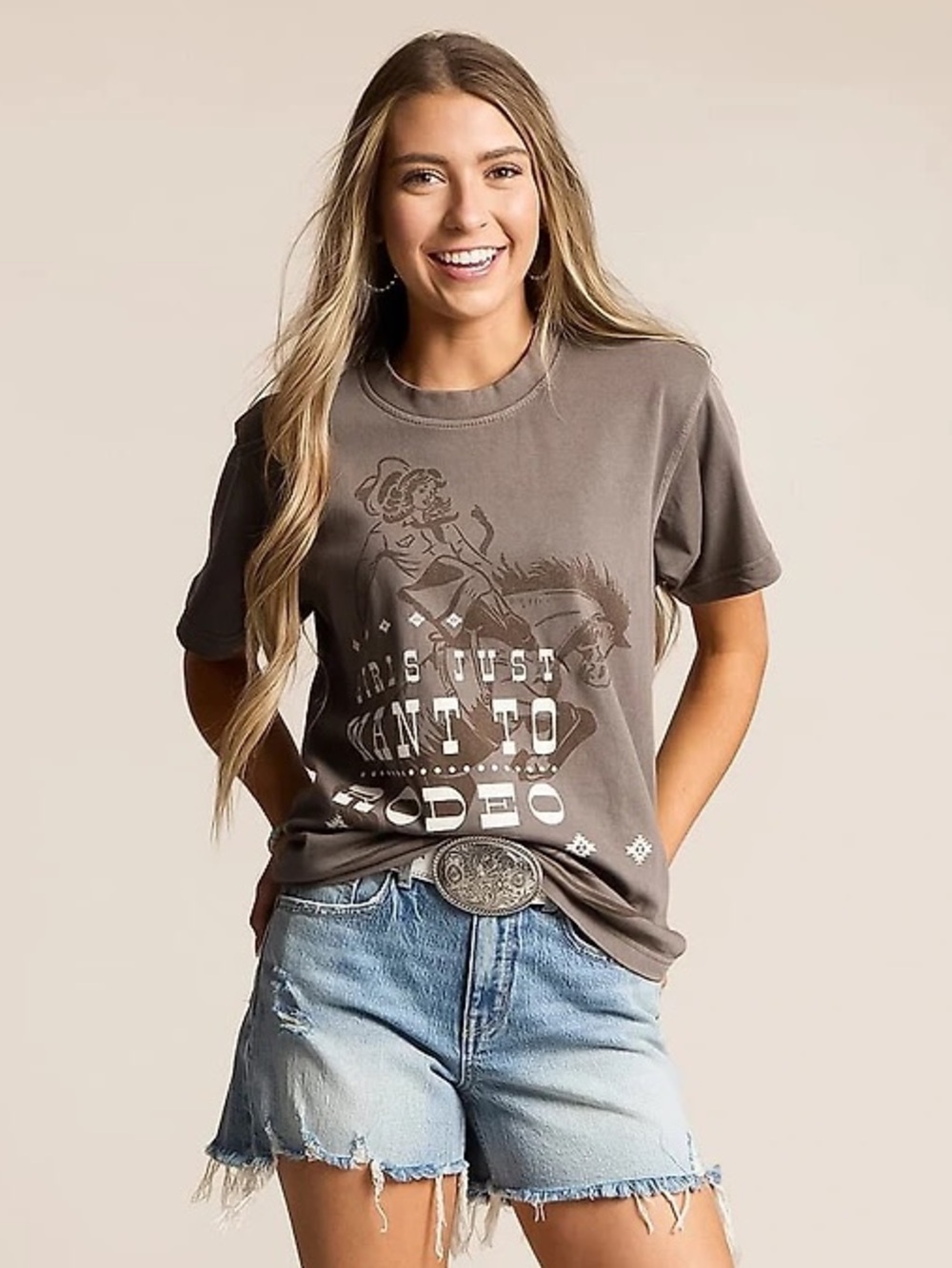 Ariat Tornado Ash Brown Cowgirl Rodeo T-Shirt Boyfriend Fit Relaxed Large